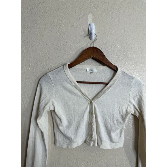 Ozma of California Rae Cardigan Raw Silk Noil Long Sleeve Cream Womans XS - Picture 5 of 7